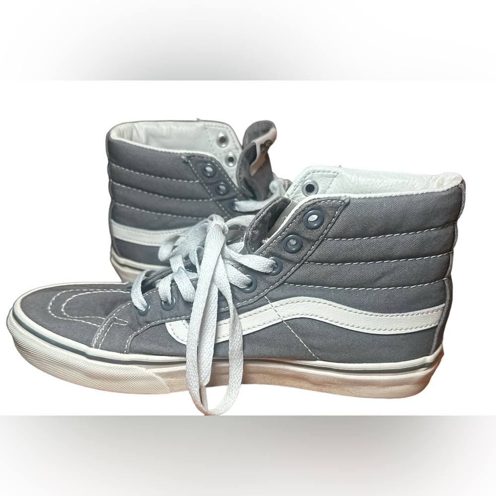 Vans Off The Wall High Top Gray White  Mens 5.5 Womens 7 Skate Shoes - Picture 7 of 8